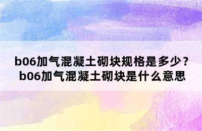 b06加气混凝土砌块规格是多少？ b06加气混凝土砌块是什么意思